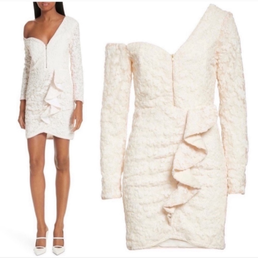 Self-Portrait Cream Textured sequins Mini Dress 4